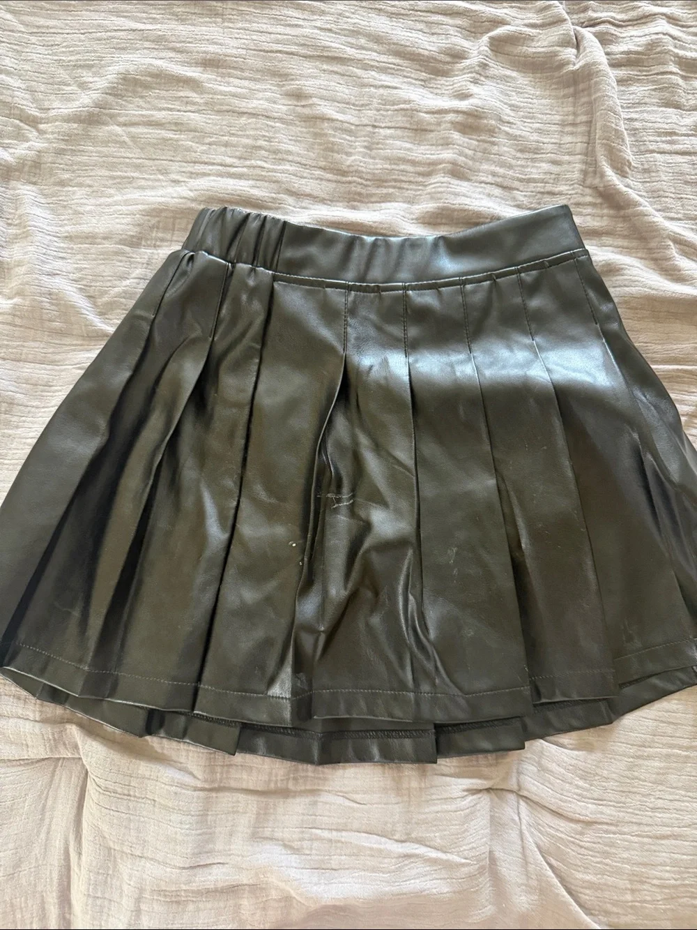 Justice Black Pleated Faux Leather Skort
